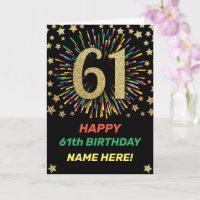 Fireworks 61e anniversaire Rainbow Gold Greeting