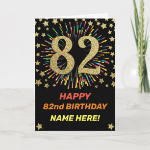 Carte Fireworks 82e anniversaire coloré Rainbow Gold