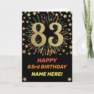 Carte Fireworks 83rd Birthday Colorful Rainbow Gold