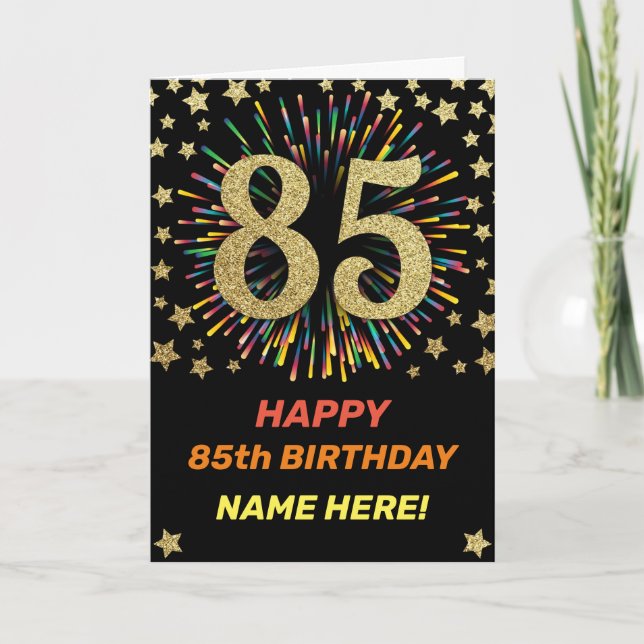 Carte Fireworks 85e anniversaire Arc-en-ciel coloré Gold (Devant)
