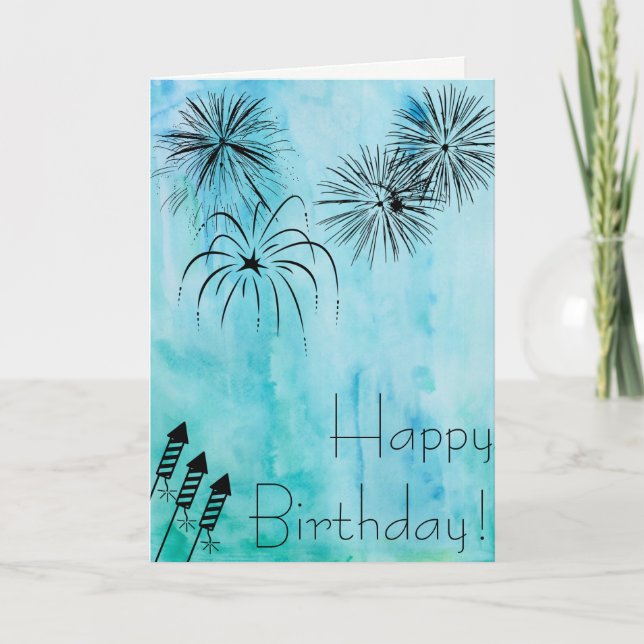 Carte Fireworks Birthday Card - Fourth of July (Devant)