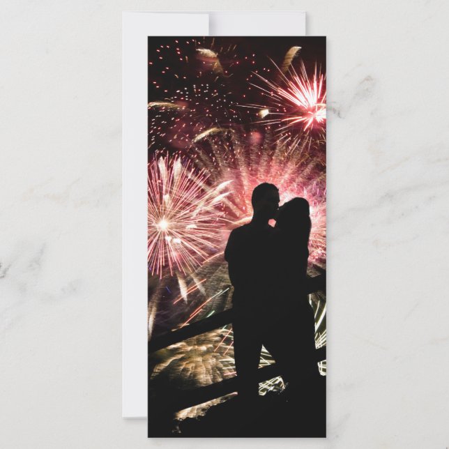 Carte Fireworks Couple Kisser Silhouette (Devant)
