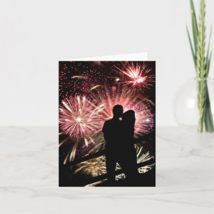 Carte Fireworks Couple Kisser Silhouette