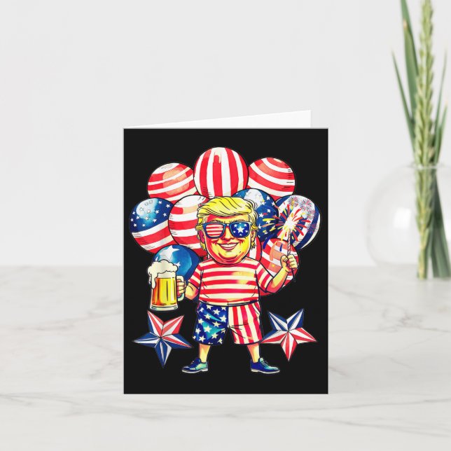 Carte Fireworks Funny Trump Patriotic American Happy 4e (Devant)
