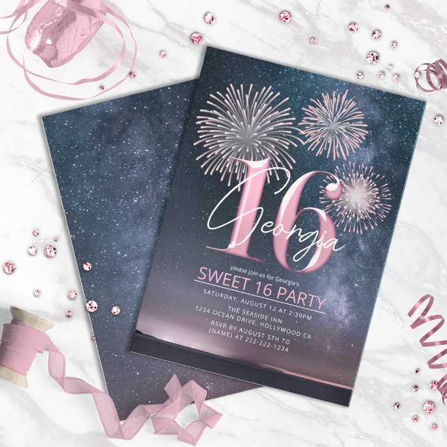 Carte Fireworks Sweet 16 Midnight Blush ID984 (Créateur téléchargé)
