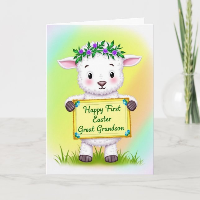 Carte First Easter Grandson Sheep Card (Devant)