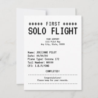 Carte First Solo Flight Congratulations Flat Card