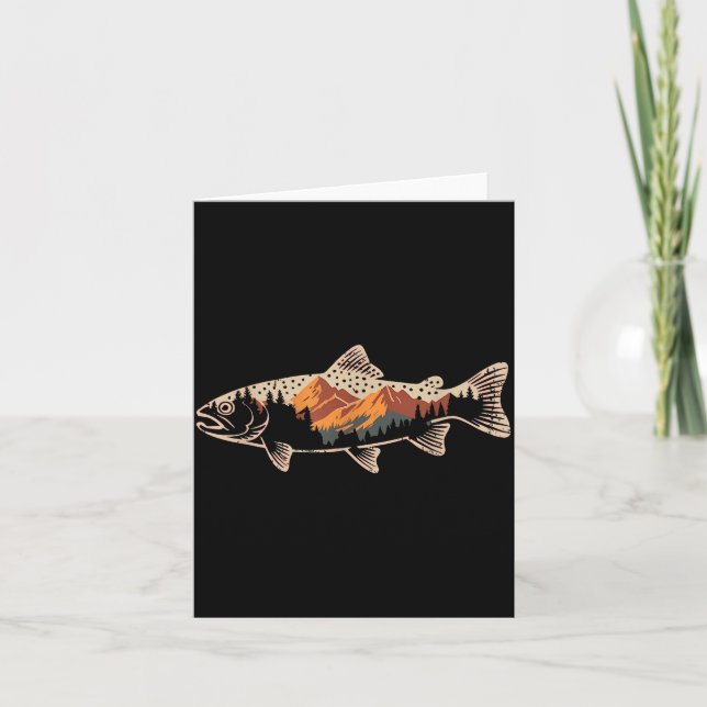 Carte Fishing B Fish Mountain Star Fisherman Art Men Wom (Devant)