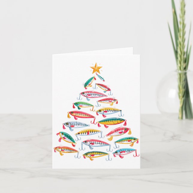 Carte Fishing Christmas Tree Lights Lures Holiday Fisher (Devant)