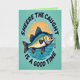 Carte Fishing for Happiness, Folded Greeting Card
