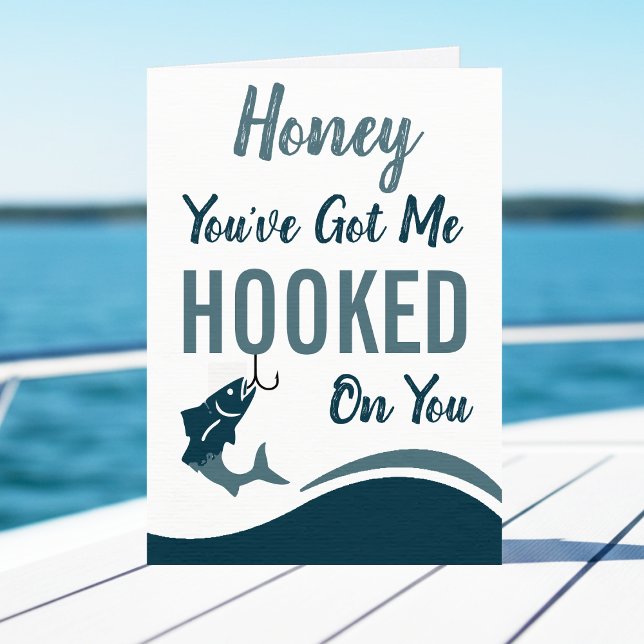 Carte Fishing Hooked on You Funny Happy Birthday (Créateur téléchargé)