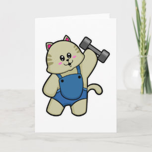 Carte Fitness au chat avec Dumbbell