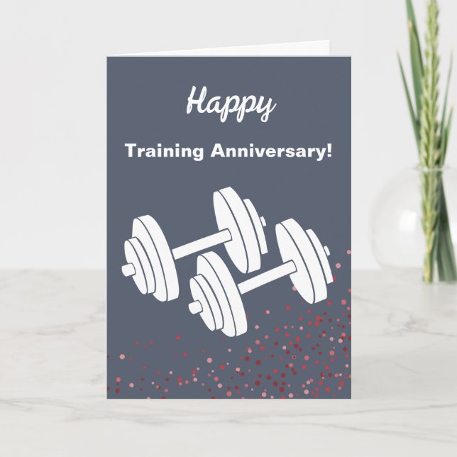 Carte Fitness Dumbbell Happy Training Anniversary (Devant)