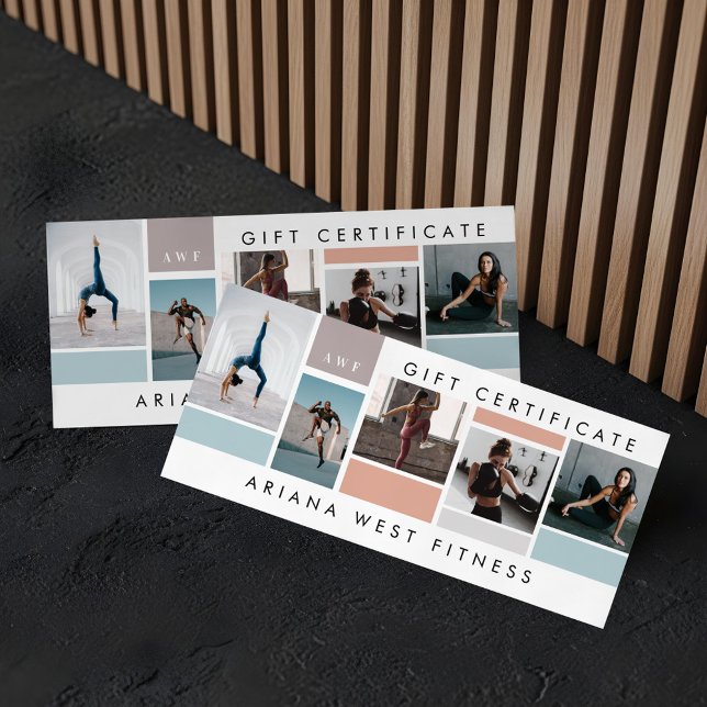 Carte Fitness Marque Photo Collage Certificat cadeau (Fitness Brand Photo Collage Gift Certificate)