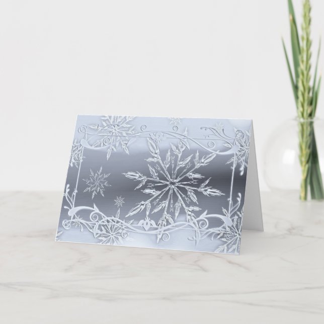 Carte Flacon de neige en argent glace d'hiver élégant gr (Devant)