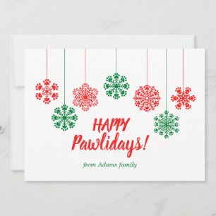 Carte Flacons de neige Empreintes de pattes en rouge et 