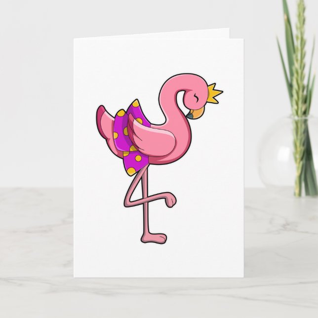 Carte Flamant avec couronne et jupe (Devant)