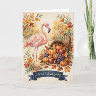 Carte flamant de novembre - Carte de bon Thanksgiv