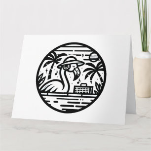 Carte Flamant rose à l'écoute de la musique - Vibes trop