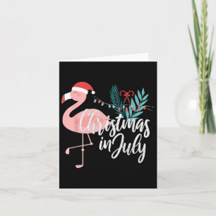 Carte Flamant rose À Santa Hat Noël En Juillet