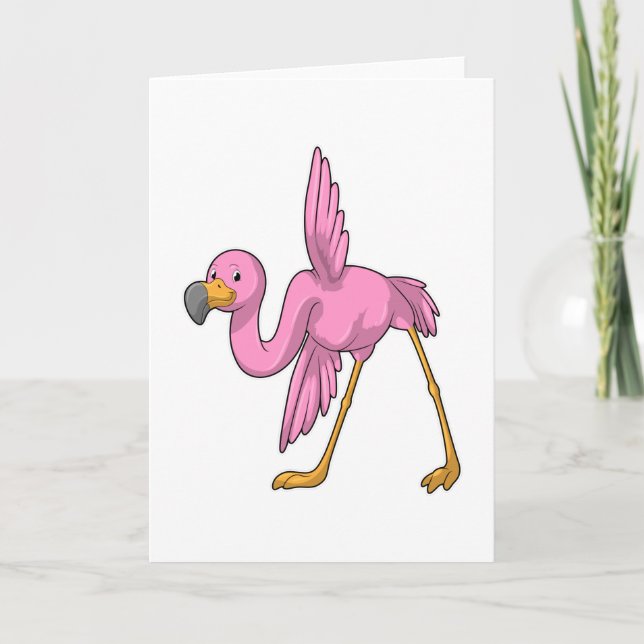 Carte Flamant rose à Yoga Exercice d'étirement (Devant)