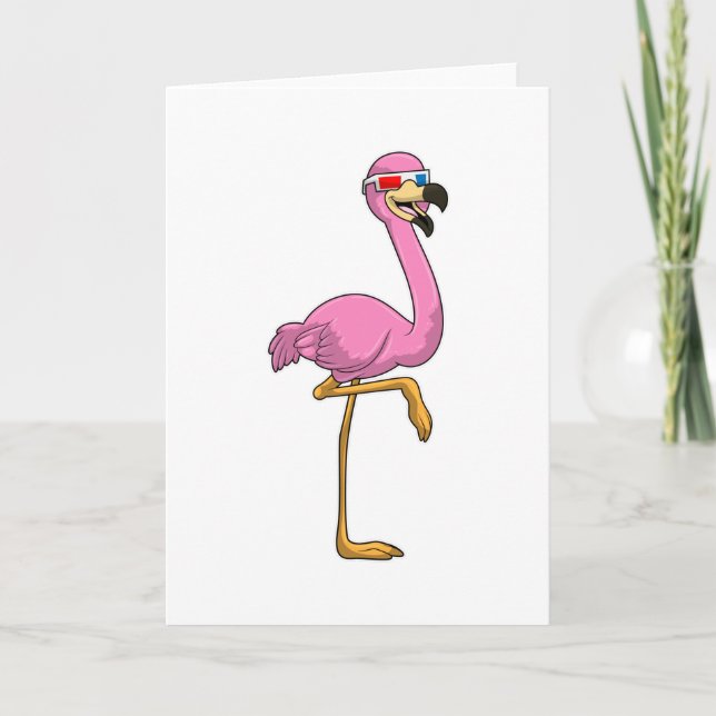 Carte Flamant rose avec lunettes (Devant)