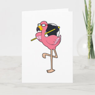 Carte Flamant rose avec parapluie