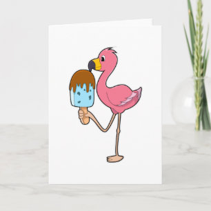 Carte Flamant rose avec Popsicle