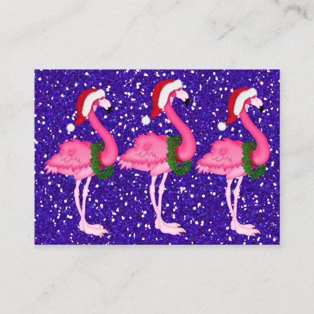 Carte Flamant rose de fermeture de Noël / étiquett (Devant)