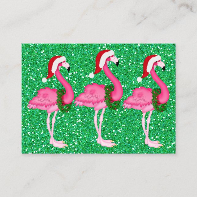 Carte Flamant rose de fermeture de Noël / étiquett (Devant)
