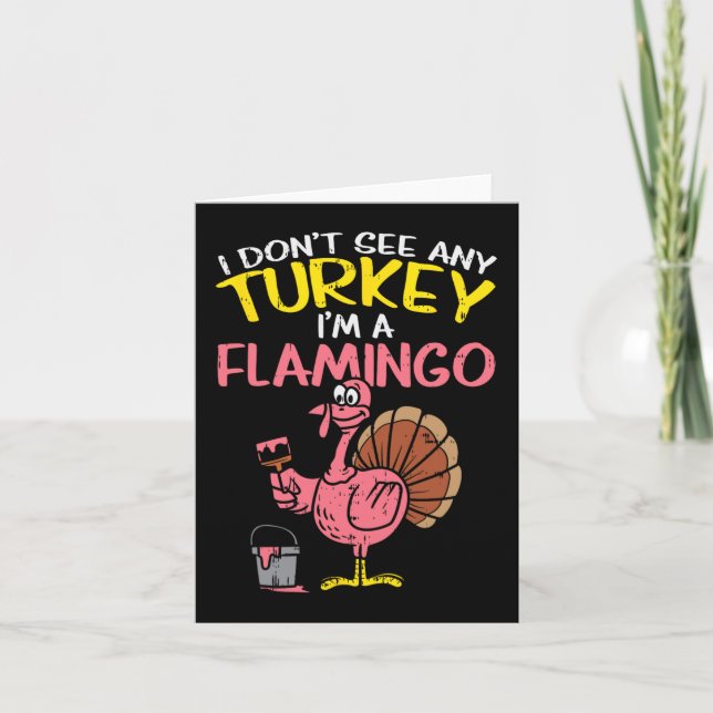 Carte Flamant rose de Turquie rose amusant Thanksgiving  (Devant)