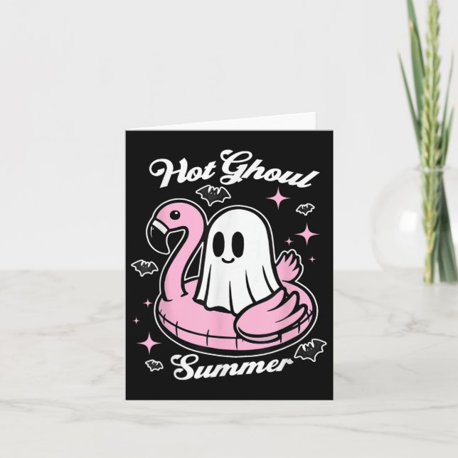 Carte Flamant rose d'été de Hot Ghoul Ghost Summerween (Devant)
