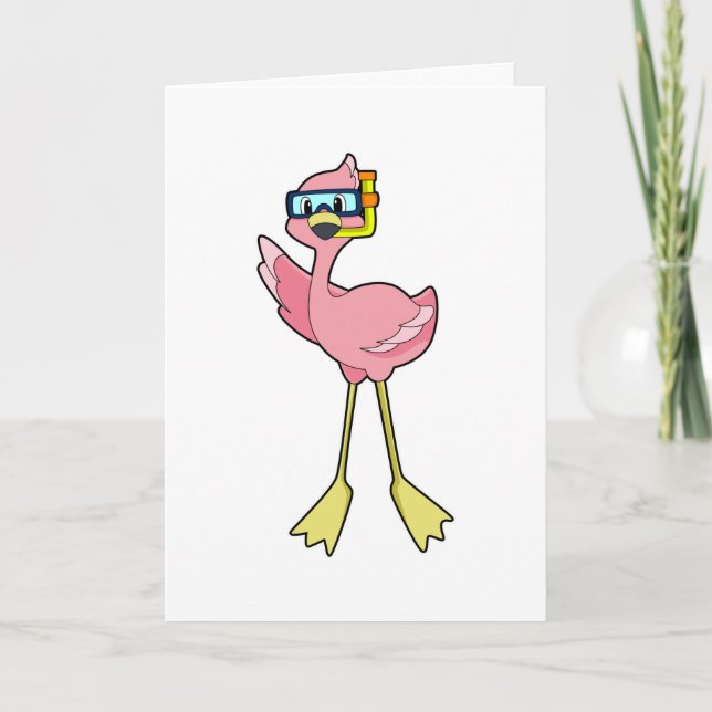 Carte Flamant rose en plongée avec tuba (Devant)