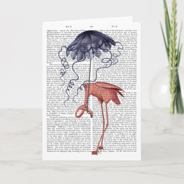 Carte Flamant rose et parasol (Devant)
