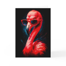 Carte flamant rose fabuleux avec lunettes de solei