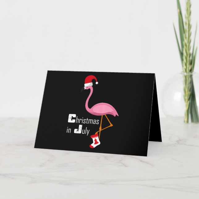 Carte Flamant rose | Flamant rose Noël En Juillet Fête A (Devant)