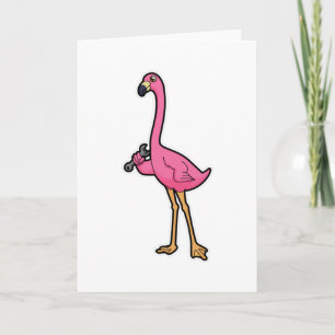 Carte Flamant rose mécanique avec clé