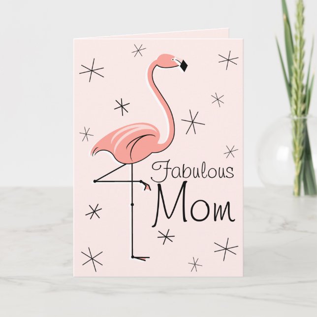 Carte Flamant rose Rose Fabuleux Maman jour vertical (Devant)