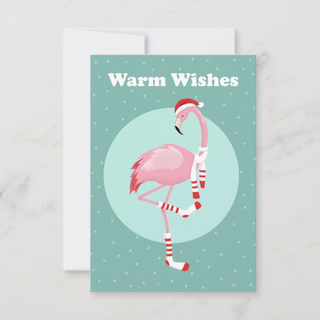 Carte Flamant rose rose pâle de Noël (Devant)