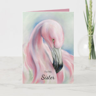 Carte Flamant rose rose Pastel Art Anniversaire