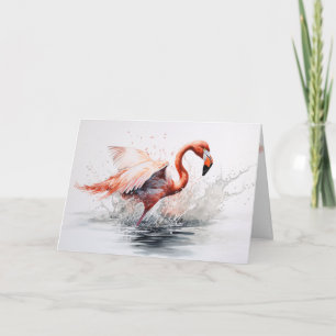 Carte Flamant rose volant hors de l'eau