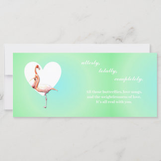 Carte Flamants roses amoureux de minty vert arrière - pl