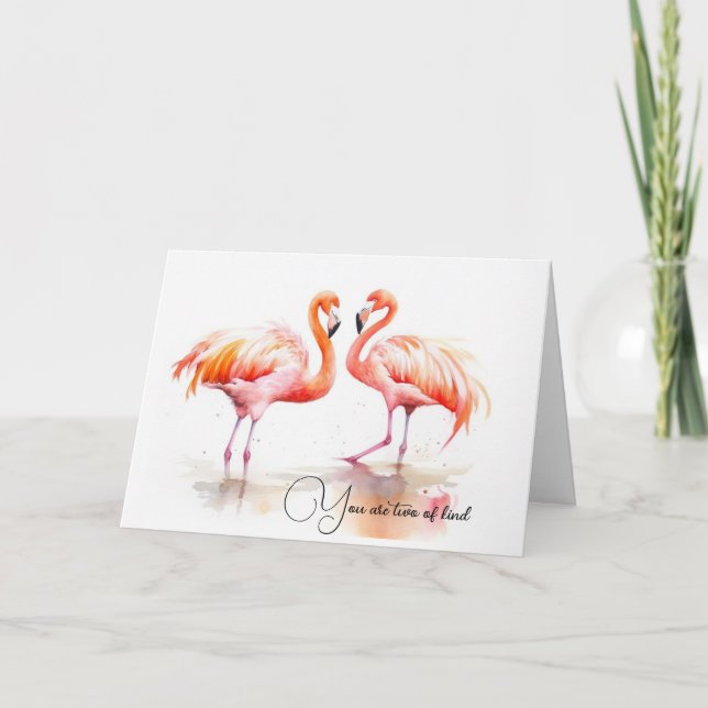 Carte Flamants roses d'aquarelle (Devant)