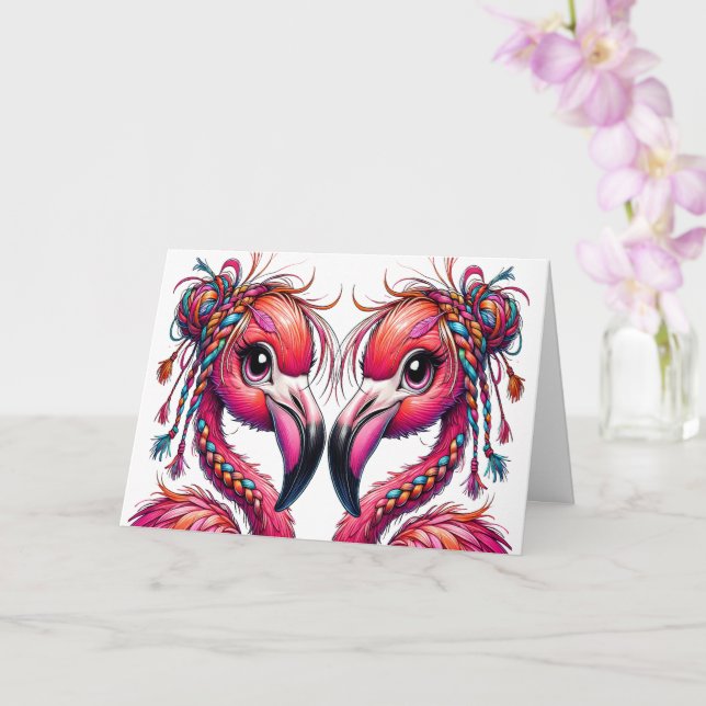 Carte Flamants roses Flaunty précieux (Orchidée)