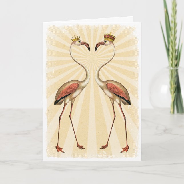 Carte Flamants roses royaux amoureux (Devant)