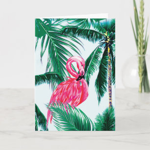 Carte Flamants roses Sous Les Palmiers Dans La Jungle D'