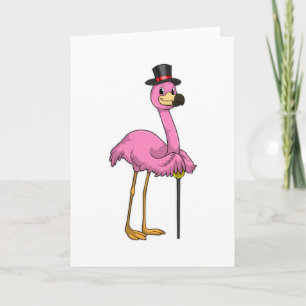 Carte Flamingo as Pensioner with Walking stick
