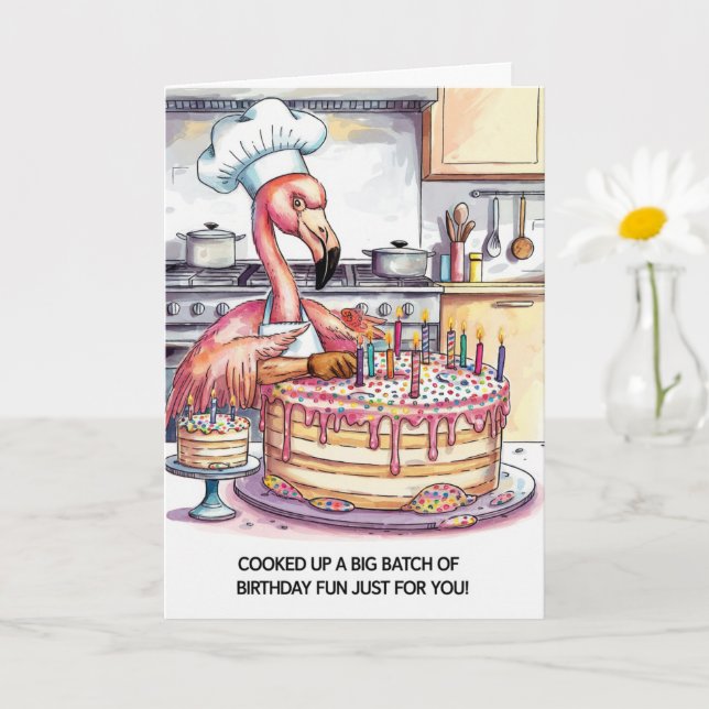 Carte Flamingo Birthday Cake Big Batch of Fun (Petite plante)