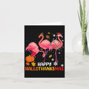 Carte Flamingo de Hallothanksmas heureux