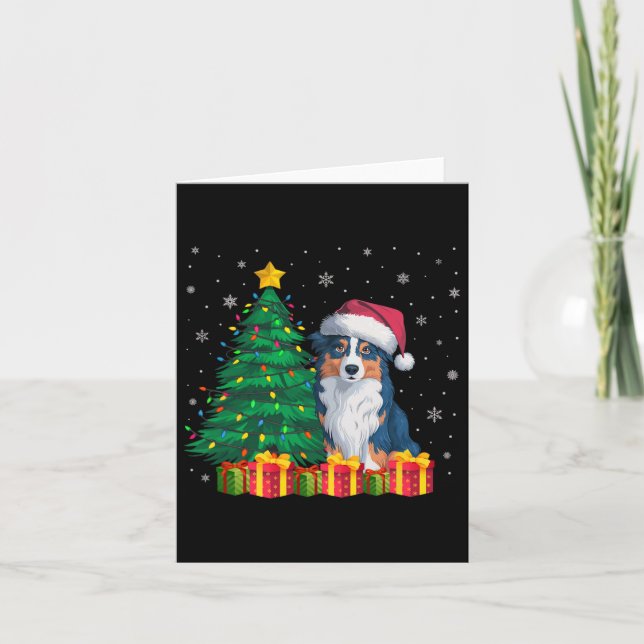 Carte Flamme de Noël du berger australien laid du Père N (Devant)